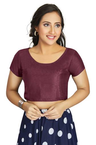 Wine Art Silk Designer Festive Wear Readymade Blouse