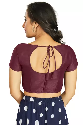 Wine Art Silk Designer Festive Wear Readymade Blouse