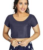 Navy Blue Art Silk Festive Wear Readymade Blouse