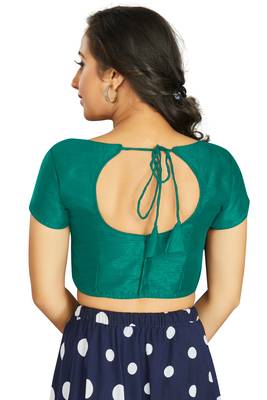 Sea Green Art Silk Designer Festive Wear Readymade Blouse 2