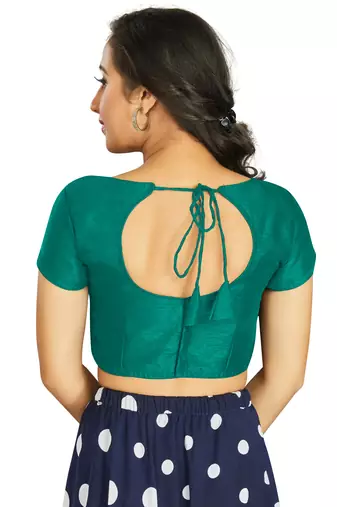 Sea Green Art Silk Designer Festive Wear Readymade Blouse