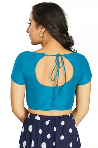 Firozi Art Silk Designer Festive Wear Readymade Blouse