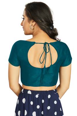 Teal Art Silk Designer Festive Wear Readymade Blouse 2