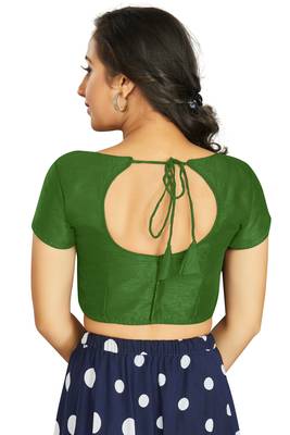 Mehendi Art Silk Designer Festive Wear Readymade Blouse 2