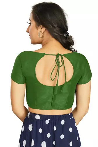Mehendi Art Silk Designer Festive Wear Readymade Blouse