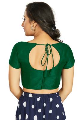 Green Art Silk Designer Festive Wear Readymade Blouse 2