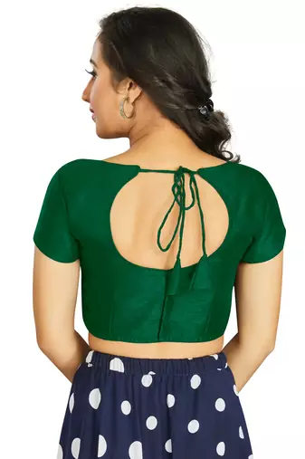 Green Art Silk Designer Festive Wear Readymade Blouse