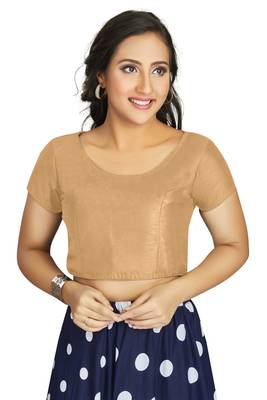 Beige Art Silk Designer Festive Wear Readymade Blouse 1