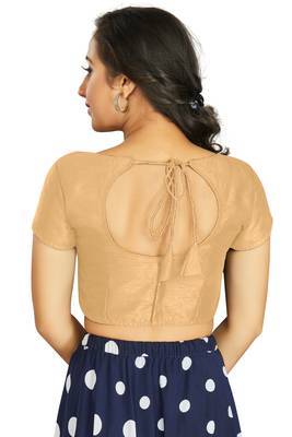 Beige Art Silk Designer Festive Wear Readymade Blouse 2