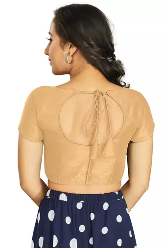 Beige Art Silk Designer Festive Wear Readymade Blouse