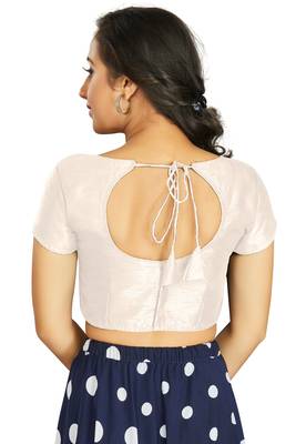 White Art Silk Designer Festive Wear Readymade Blouse 2