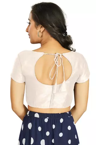 White Art Silk Designer Festive Wear Readymade Blouse