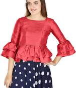 Gajri Art Silk Bell Sleeves attire with Poly Cotton Lining Blouse