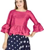 Pink Art Silk Bell Sleeves attire with Poly Cotton Lining Blouse