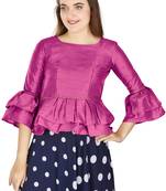 Purple Art Silk Bell Sleeves attire with Poly Cotton Lining Blouse