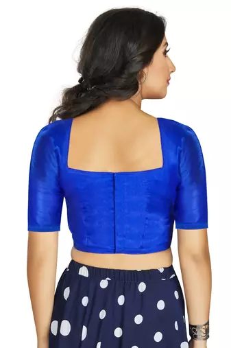 Blue Art Silk Designer Traditional Readymade Blouse