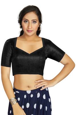 Black Art Silk Designer Traditional Readymade Blouse 1