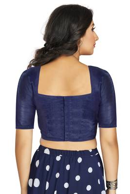 Navy Blue Art Silk Designer Traditional Readymade Blouse 2