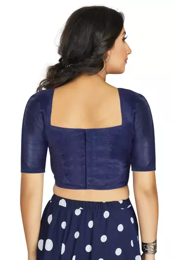 Navy Blue Art Silk Designer Traditional Readymade Blouse