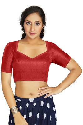 Red Art Silk Designer Traditional Readymade Blouse 1