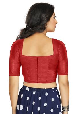Red Art Silk Designer Traditional Readymade Blouse 2