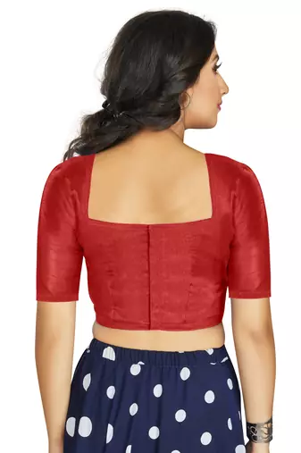 Red Art Silk Designer Traditional Readymade Blouse