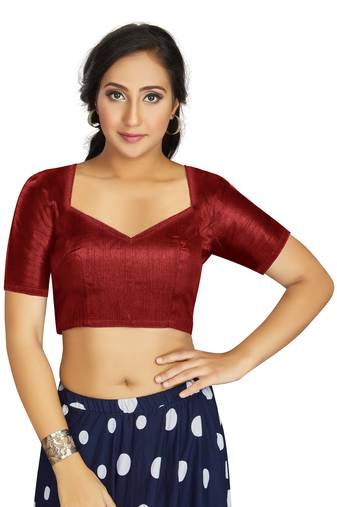 Maroon Art Silk Designer Traditional Readymade Blouse