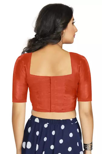 Orange Art Silk Designer Traditional Readymade Blouse