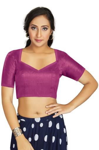 Purple Art Silk Designer Traditional Readymade Blouse