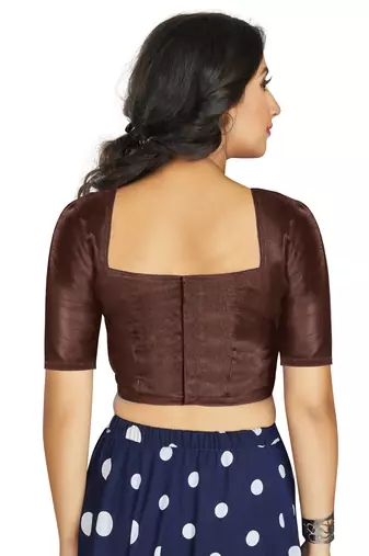 Coffee Art Silk Designer Traditional Readymade Blouse