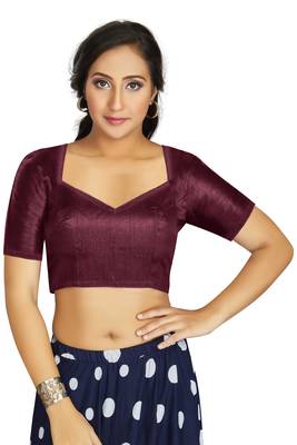 Wine Art Silk Designer Traditional Readymade Blouse 1