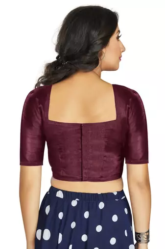 Wine Art Silk Designer Traditional Readymade Blouse