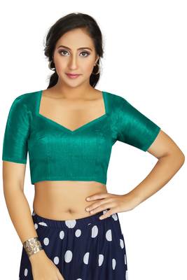 Sea Green Art Silk Designer Traditional Readymade Blouse 1