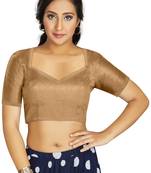 Beige Art Silk Designer Traditional Readymade Blouse