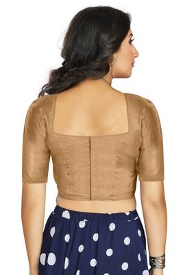 Beige Art Silk Designer Traditional Readymade Blouse 2