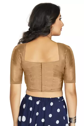 Beige Art Silk Designer Traditional Readymade Blouse