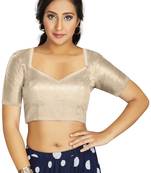 Off White Art Silk Designer Traditional Readymade Blouse