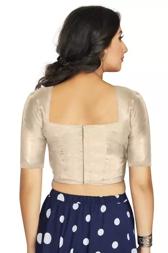 Off White Art Silk Designer Traditional Readymade Blouse