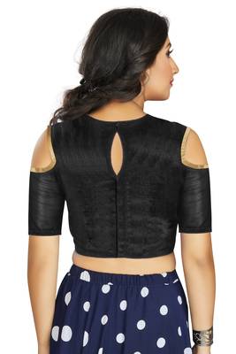 Black Art Silk Cold Shoulder Sleeve Readymade Blouse 2