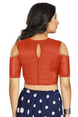 Orange Art Silk Cold Shoulder Sleeve Readymade Blouse 2
