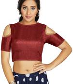 Maroon Art Silk Cold Shoulder Sleeve Readymade Blouse