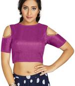Purple Art Silk Cold Shoulder Sleeve Readymade Blouse