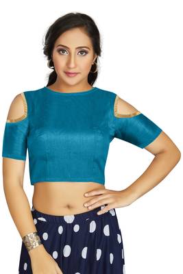 Firozi Art Silk Cold Shoulder Sleeve Readymade Blouse 1