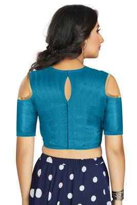 Firozi Art Silk Cold Shoulder Sleeve Readymade Blouse 2