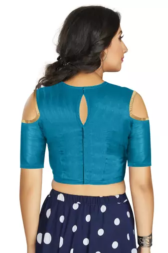 Firozi Art Silk Cold Shoulder Sleeve Readymade Blouse