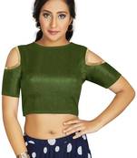Mehendi Art Silk Cold Shoulder Sleeve Readymade Blouse