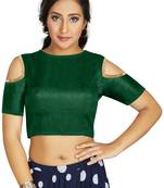 Green Art Silk Cold Shoulder Sleeve Readymade Blouse