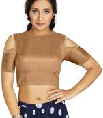 Beige Art Silk Cold Shoulder Sleeve Readymade Blouse