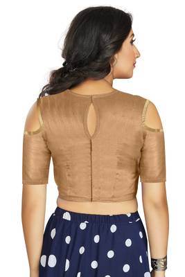 Beige Art Silk Cold Shoulder Sleeve Readymade Blouse 2