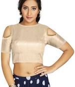 Off White Art Silk Cold Shoulder Sleeve Readymade Blouse